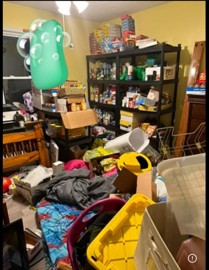 Cluttered room before a full clear-out